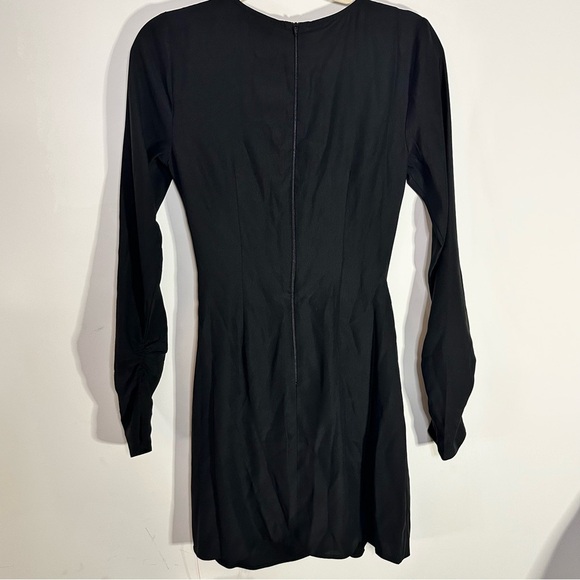ASOS DESIGN Black Ruched Draped Long Sleeve Mini Dress Party Holiday Size 4 - Picture 9 of 11